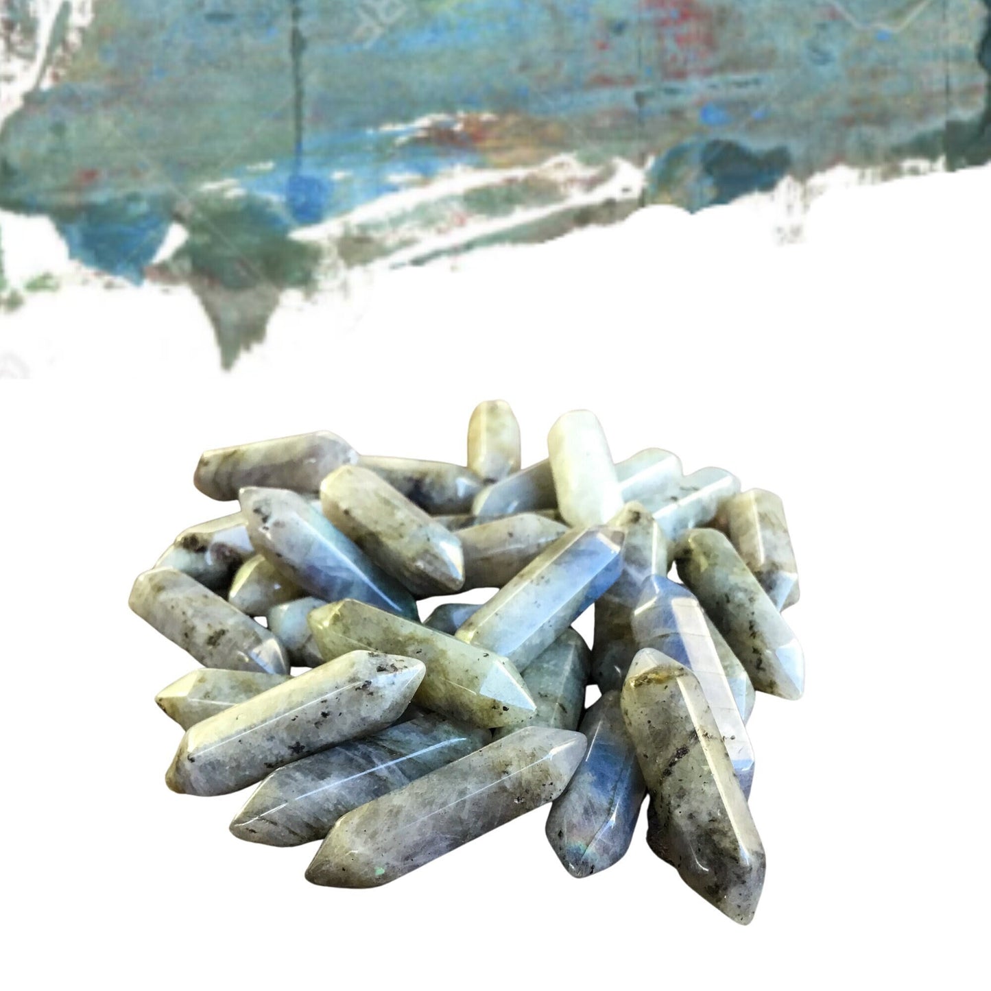 LABRADORITE Small Double Terminated Crystals - Grid Crystals - Healing Crystals - Tiny Carved Gemstones - Orgonite Crystals