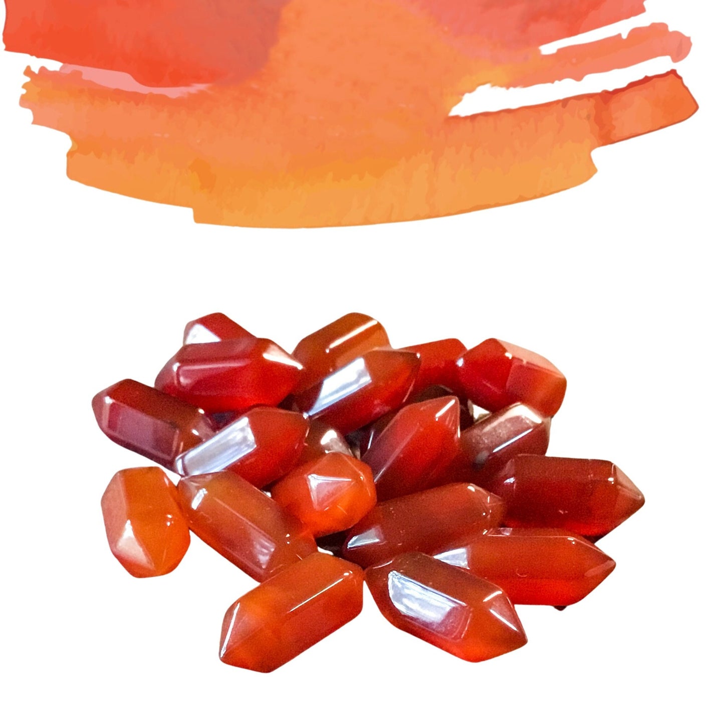 CARNELIAN Mini Double Terminated Crystals - Grid Crystals - Healing Crystals - Tiny Carved Gemstones - Orgonite Crystals