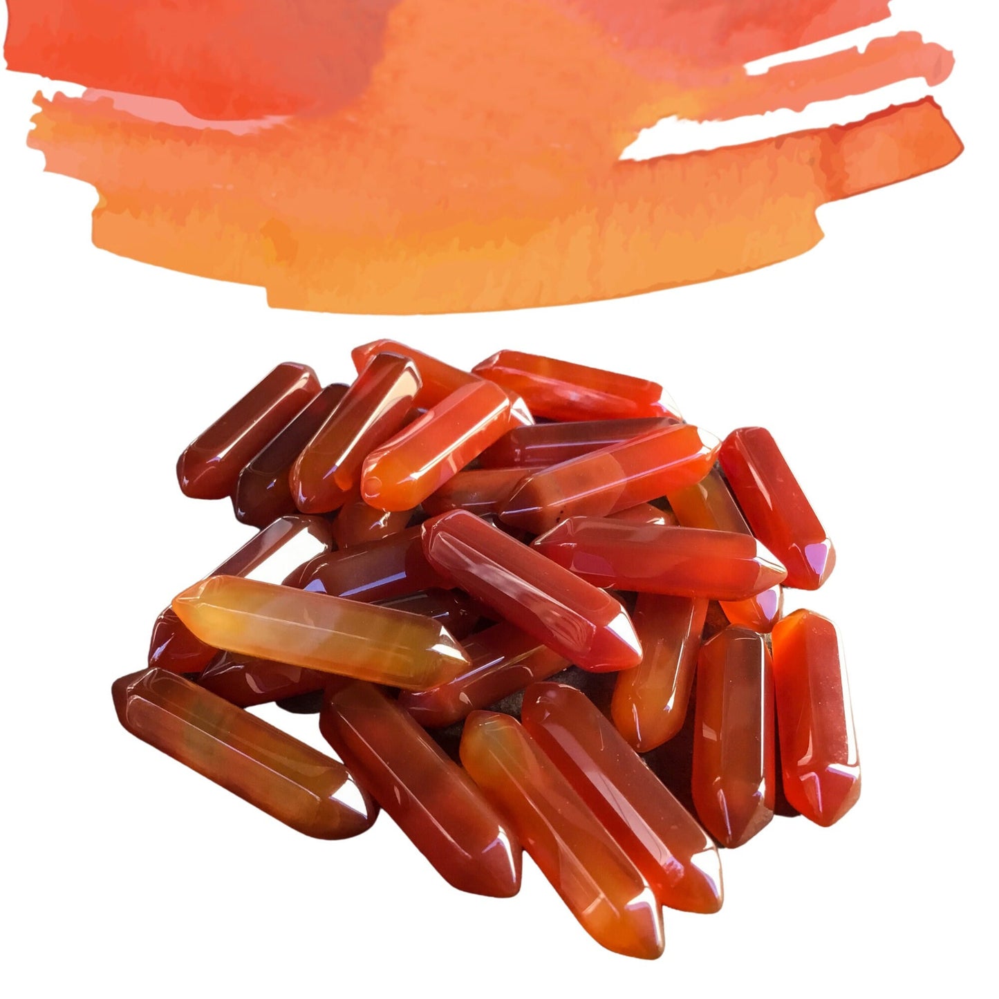 CARNELIAN Small Double Terminated Crystals - Grid Crystals - Healing Crystals - Tiny Carved Gemstones - Orgonite Crystals