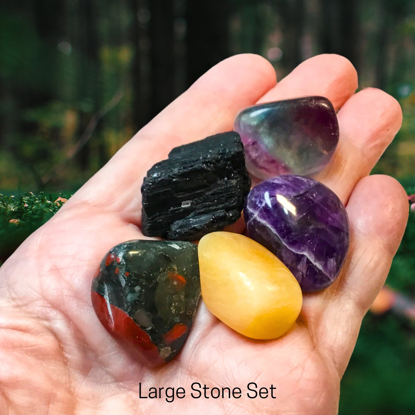 Pisces Energy Crystal Set - Healing Crystals & Stones - 2 Sizes - with Information and Mantra Card plus Display Frame, Reiki Enhanced