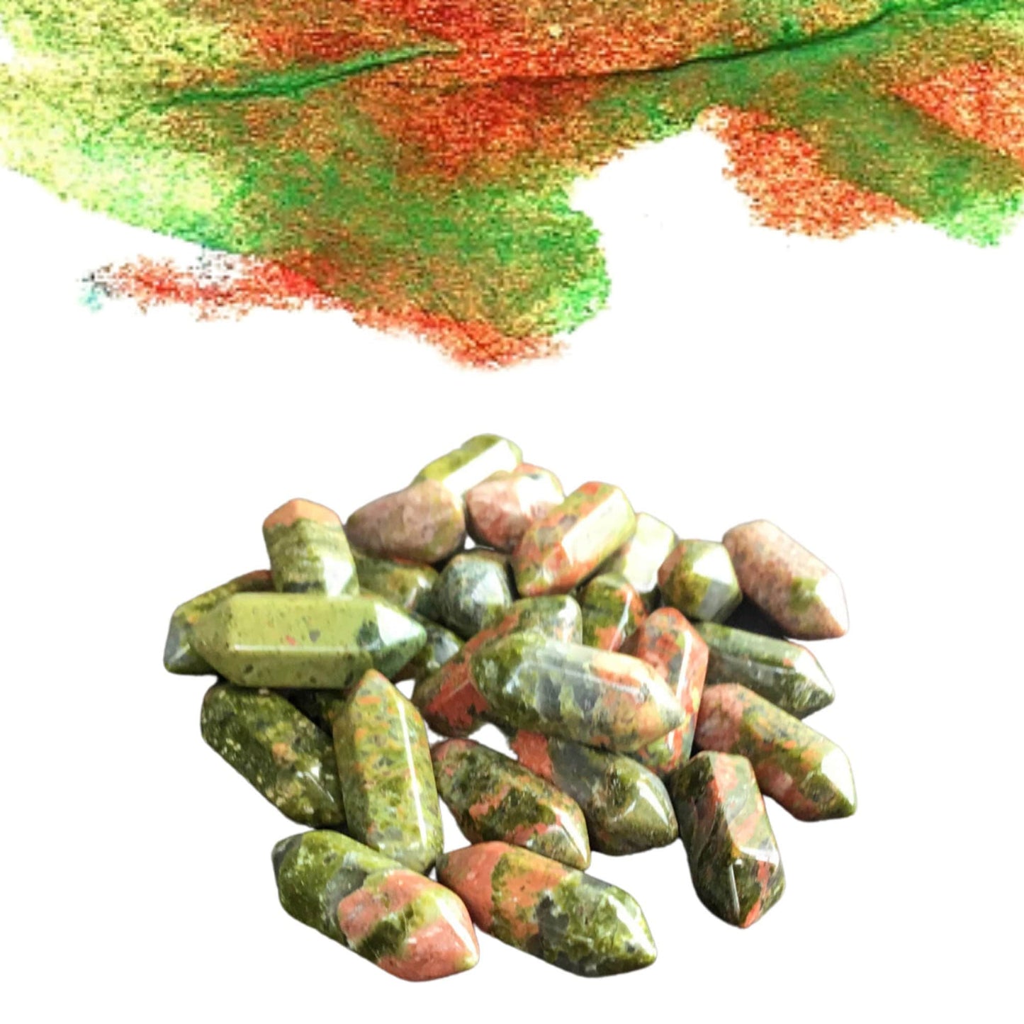 UNAKITE Mini Double Terminated Crystals - Grid Crystals - Healing Crystals - Tiny Carved Gemstones - Orgonite Crystals