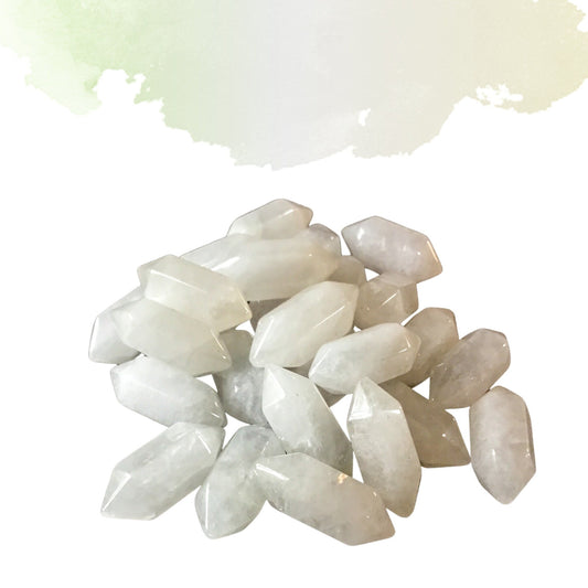 WHITE JADE Mini Double Terminated Crystals - Grid Crystals - Healing Crystals - Tiny Carved Gemstones - Orgonite Crystals