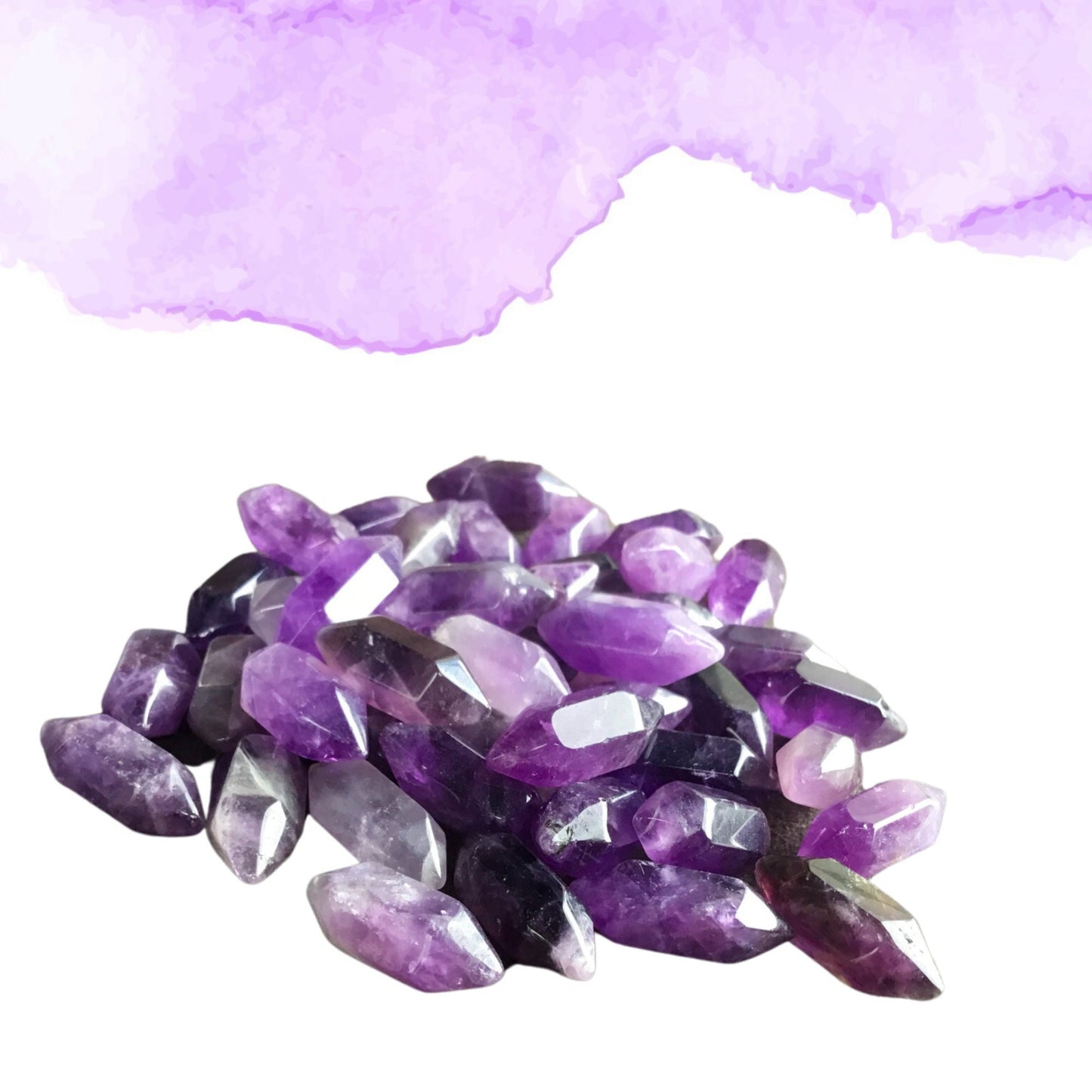 AMETHYST Mini Double Terminated Crystals - Grid Crystals - Healing Crystals - Tiny Carved Gemstones - Orgonite Crystals