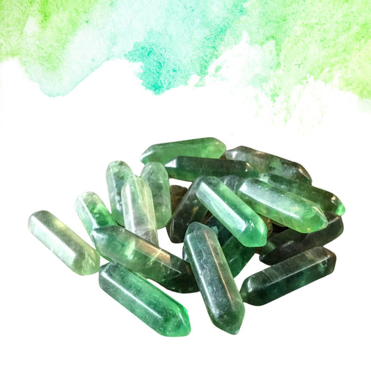 GREEN FLUORITE Small Double Terminated Crystals - Grid Crystals - Healing Crystals - Tiny Carved Gemstones - Orgonite Crystals