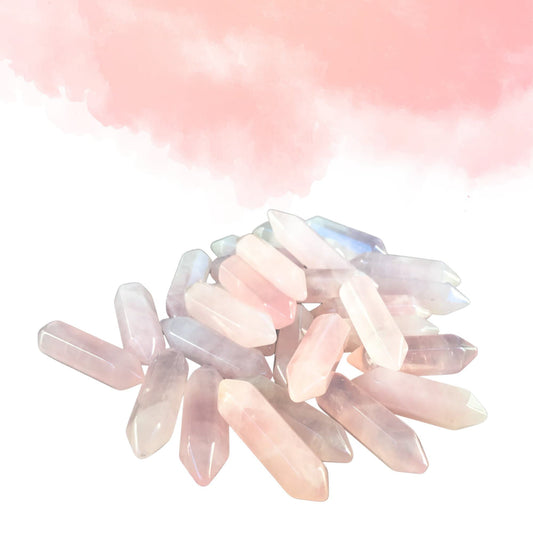 ROSE QUARTZ Small Double Terminated Crystals - Grid Crystals - Healing Crystals - Tiny Carved Gemstones - Orgonite Crystals