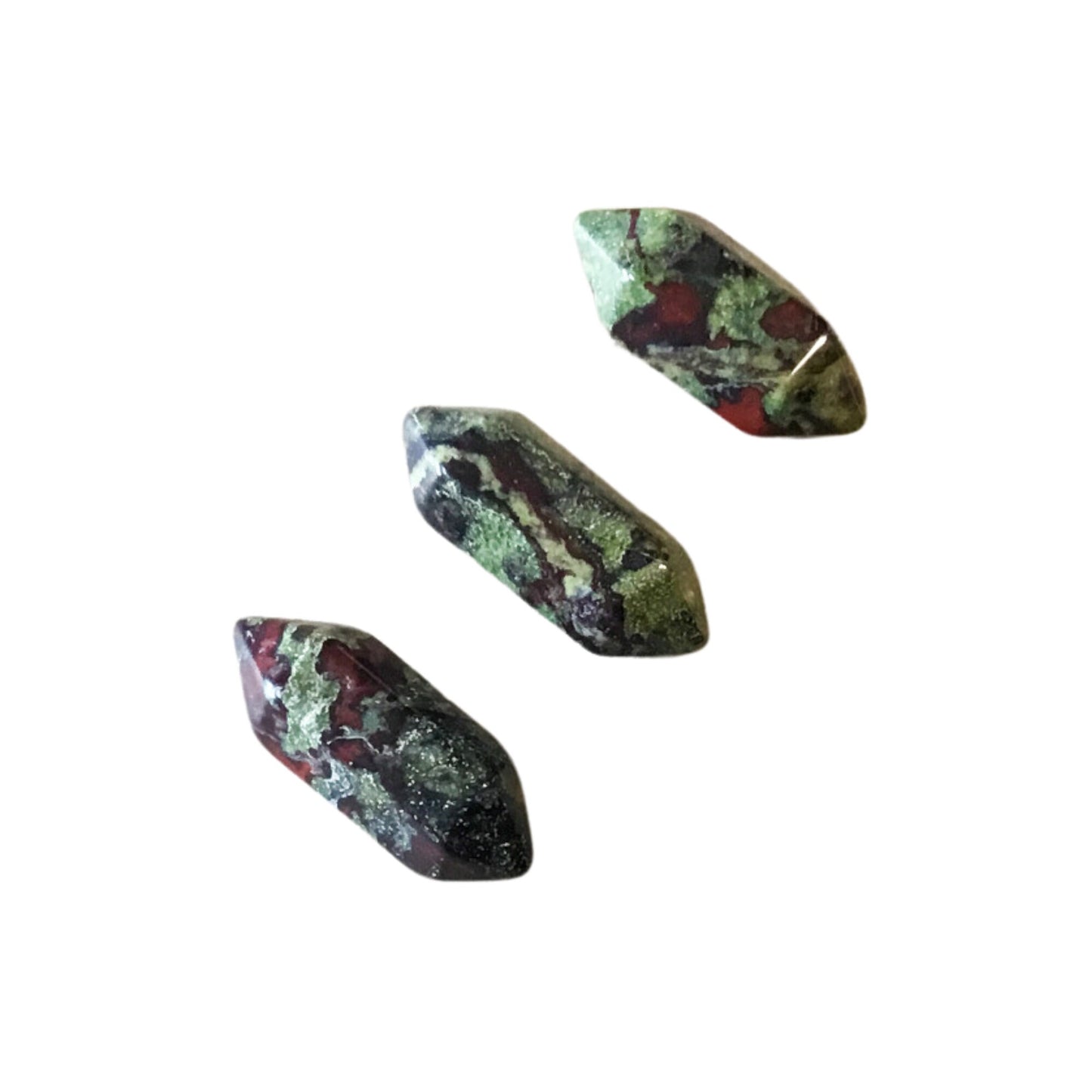 DRAGON BLOODSTONE Mini Double Terminated Crystals - Grid Crystals - Healing Crystals - Tiny Carved Gemstones - Orgonite Crystals