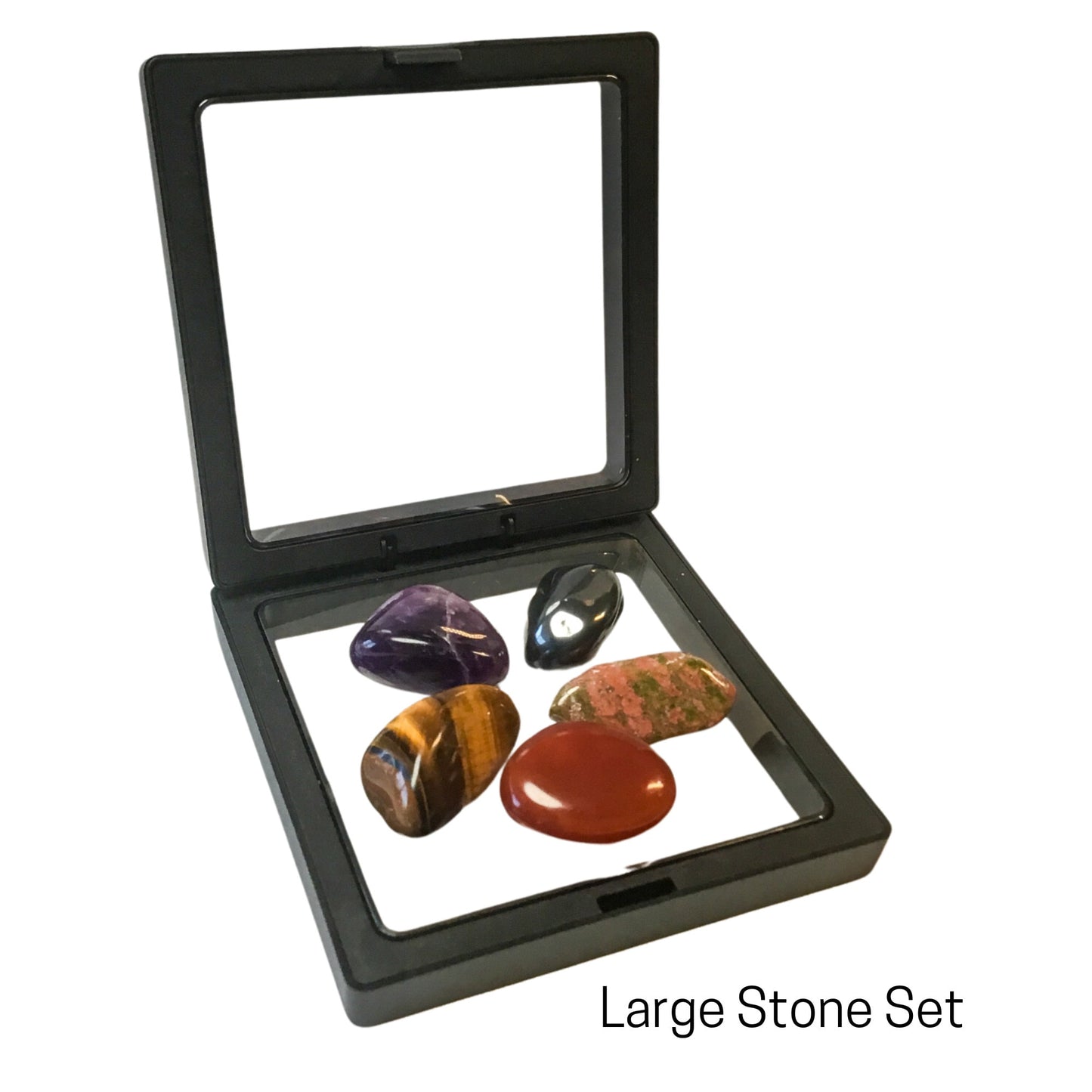 Aries Energy Crystal Set - Healing Crystals & Stones - 2 Sizes - with Information and Mantra Card plus Display Frame, Reiki Enhanced