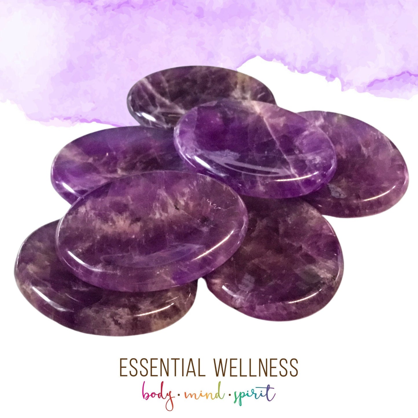 AMETHYST Worry Stone, Calming Stone, Anxiety Stone, Thumb Stone, Fidget Stone, Pocket Stone, Meditation Crystal - Reiki Enhanced