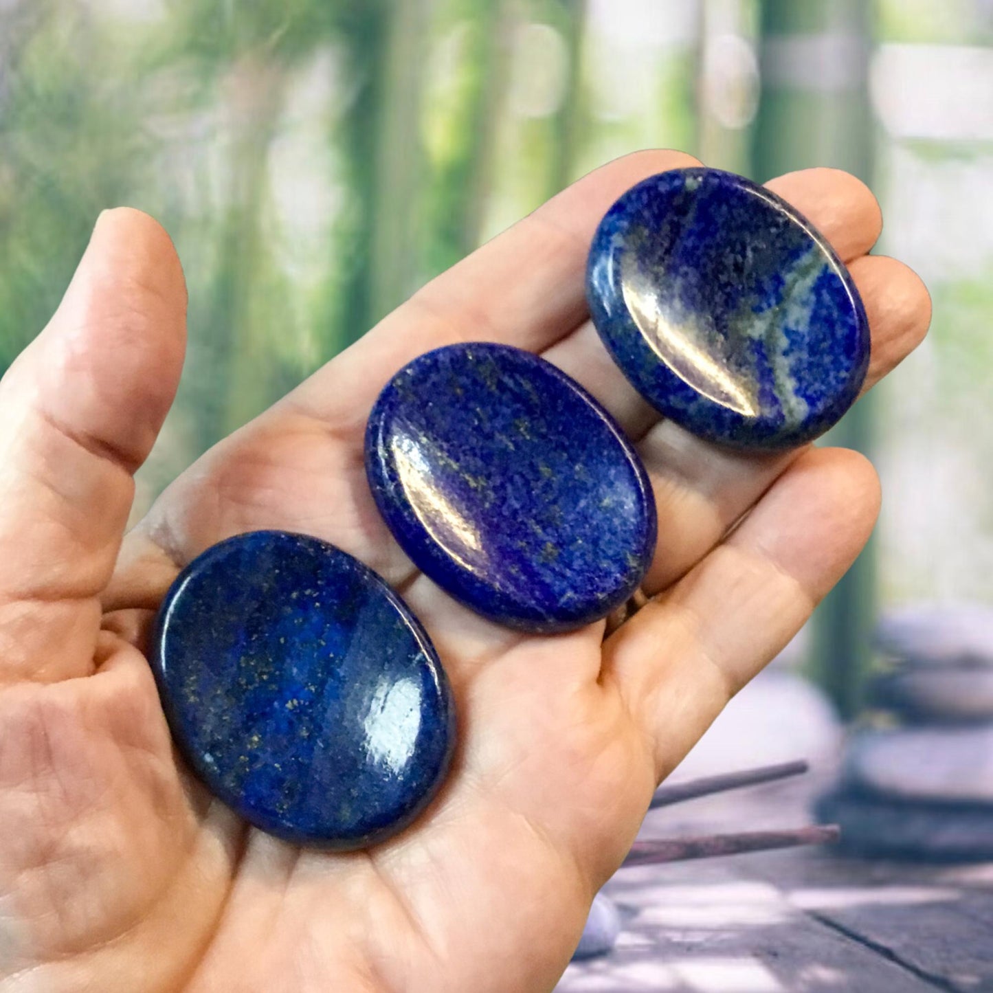 LAPIS LAZULI Worry Stone, Calming Stone, Anxiety Stone, Thumb Stone, Fidget Stone, Pocket Stone, Meditation Crystal - Reiki Enhanced