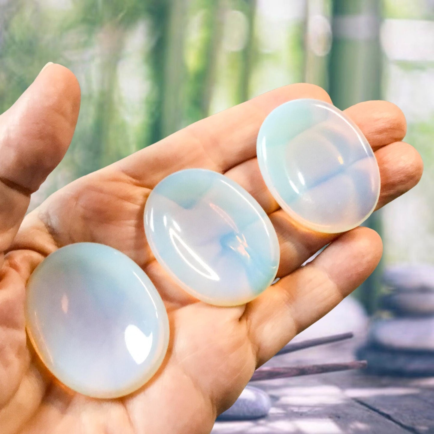 OPALITE Worry Stone, Calming Stone, Anxiety Stone, Thumb Stone, Fidget Stone, Pocket Stone, Meditation Crystal - Reiki Enhanced