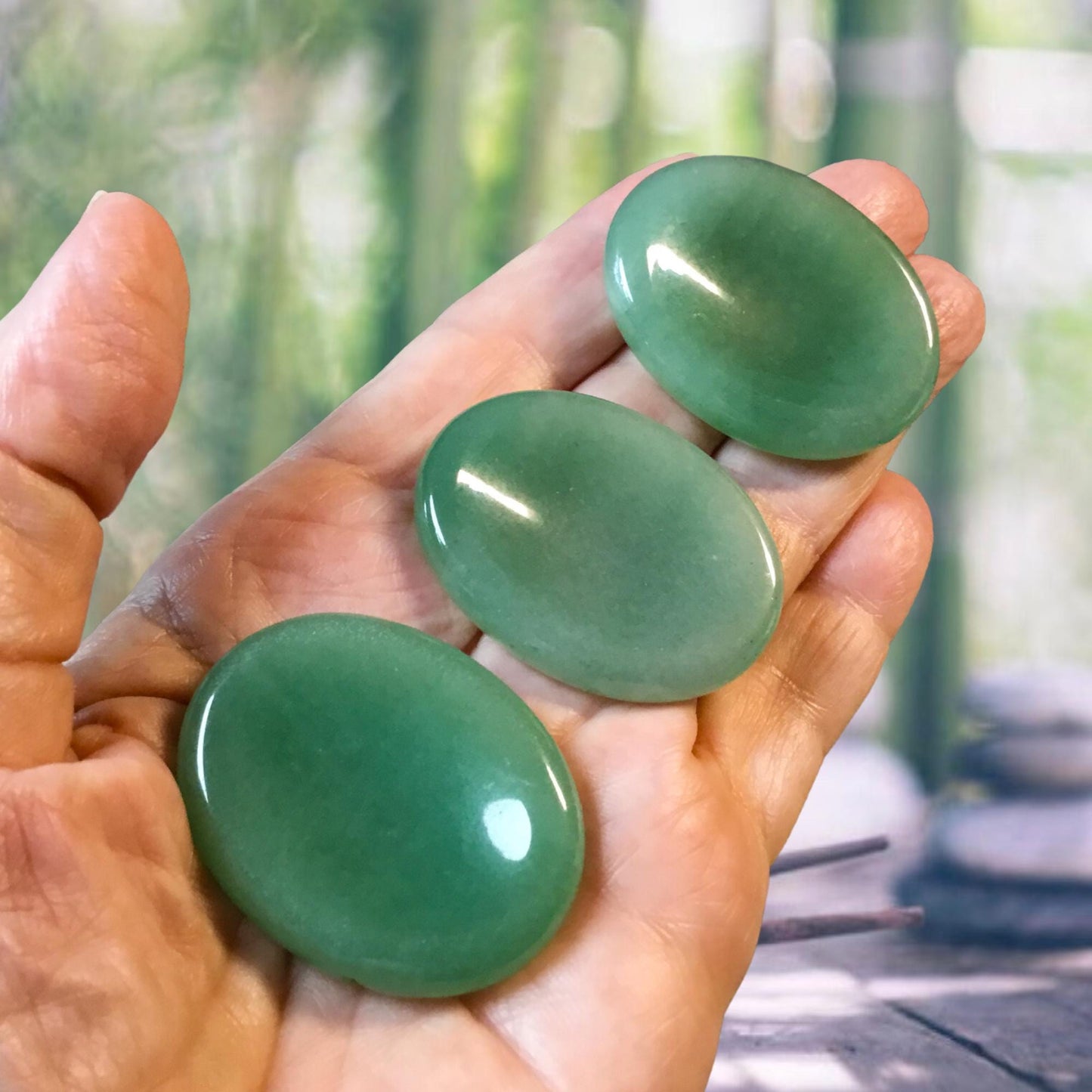 GREEN AVENTURINE Worry Stone, Calming Stone, Anxiety Stone, Thumb Stone, Fidget Stone, Pocket Stone, Meditation Crystal - Reiki Enhanced