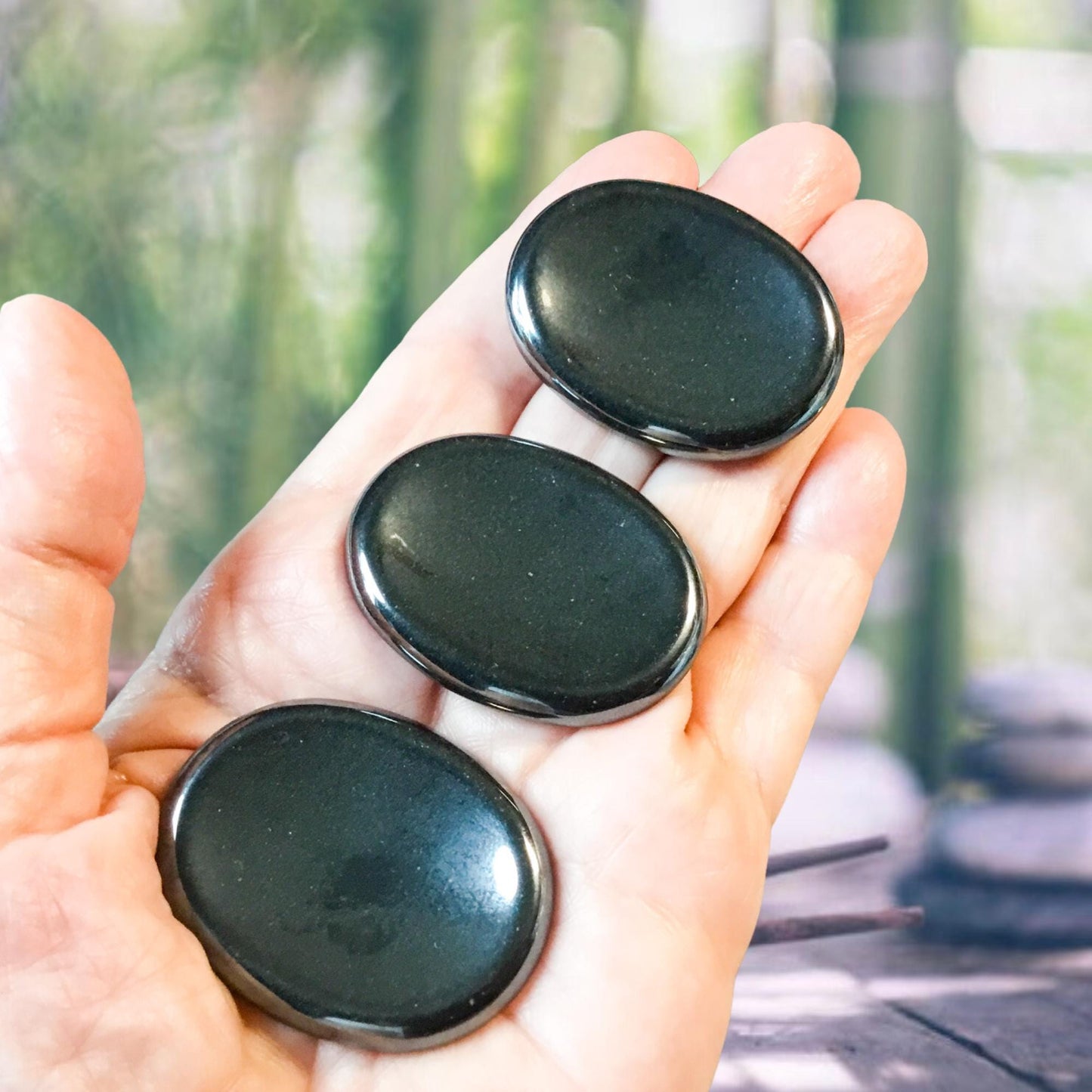 HEMATITE Worry Stone, Calming Stone, Anxiety Stone, Thumb Stone, Fidget Stone, Pocket Stone, Meditation Crystal - Reiki Enhanced