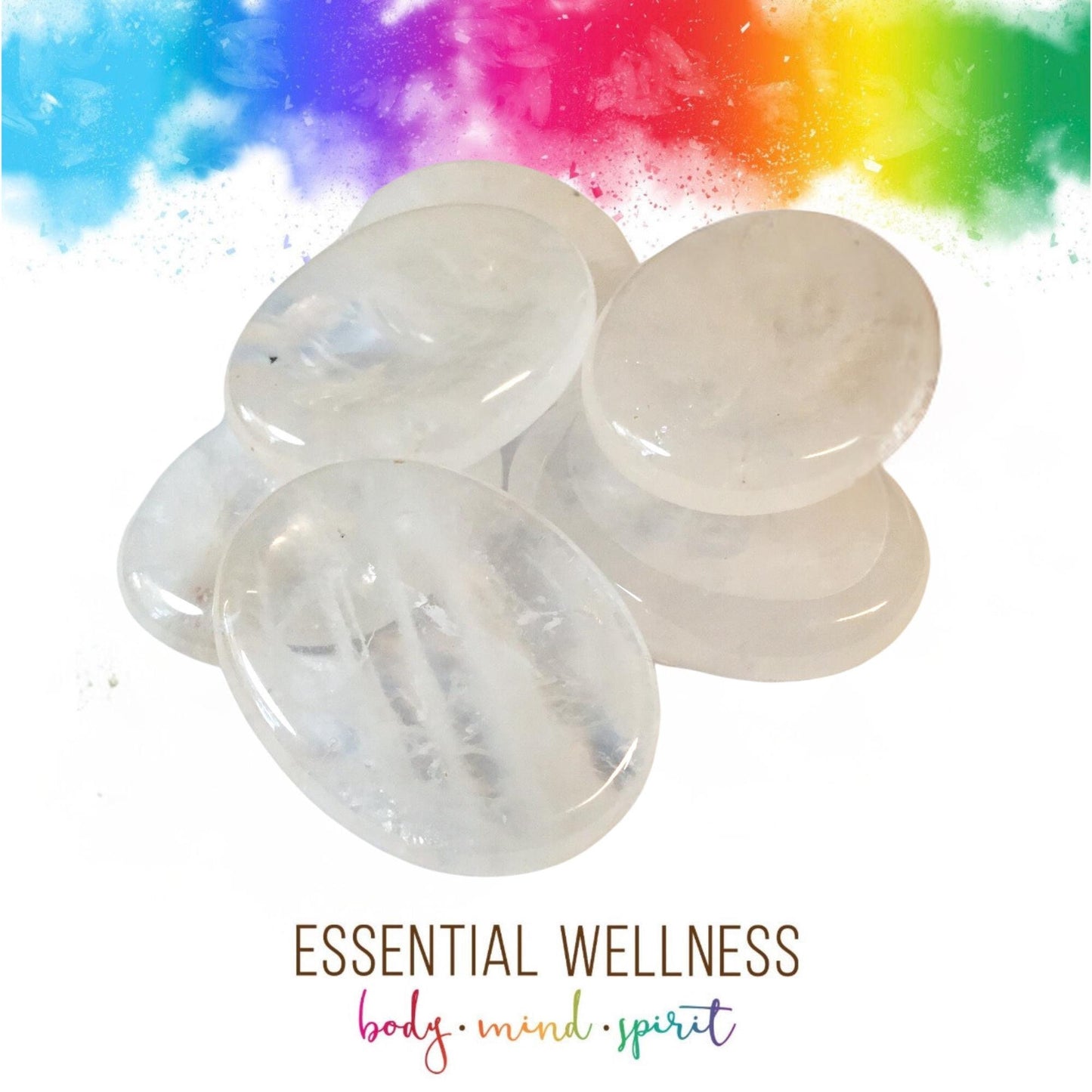 CLEAR QUARTZ Worry Stone, Calming Stone, Anxiety Stone, Thumb Stone, Fidget Stone, Pocket Stone, Meditation Crystal - Reiki Enhanced