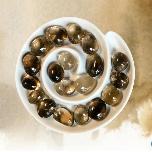 SMOKEY QUARTZ Tumbled Stone - Choice of Sizes and Quantity - Polished High Energy Healing Stones with Information Card - Reiki Enhanced