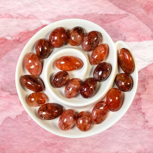FIRE QUARTZ Tumbled Stone - Choice of Sizes and Quantity - Polished High Energy Healing Stones with Information Card - Reiki Enhanced