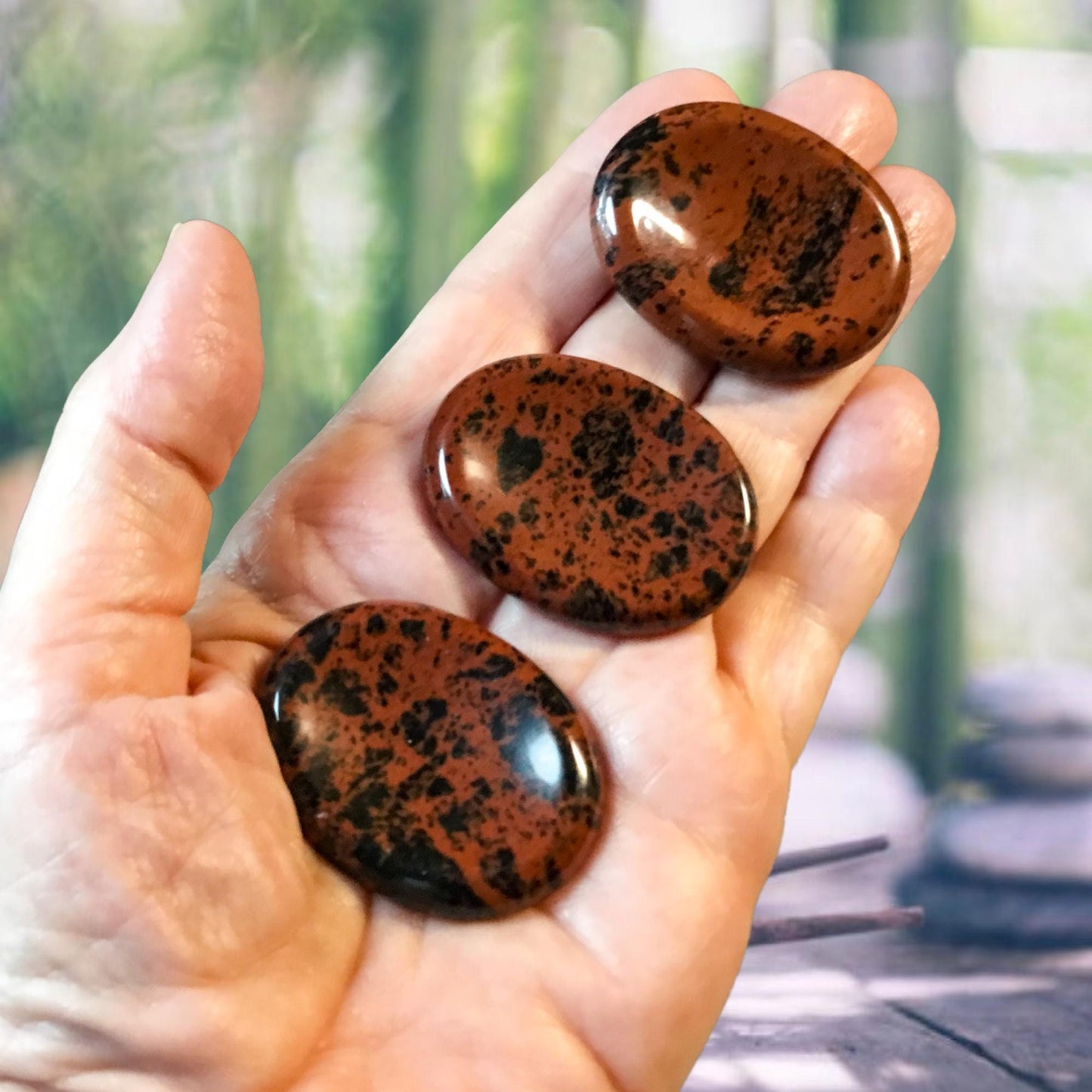 MAHOGANY OBSIDIAN Worry Stone, Calming Stone, Anxiety Stone, Thumb Stone, Fidget Stone, Pocket Stone, Meditation Crystal - Reiki Enhanced