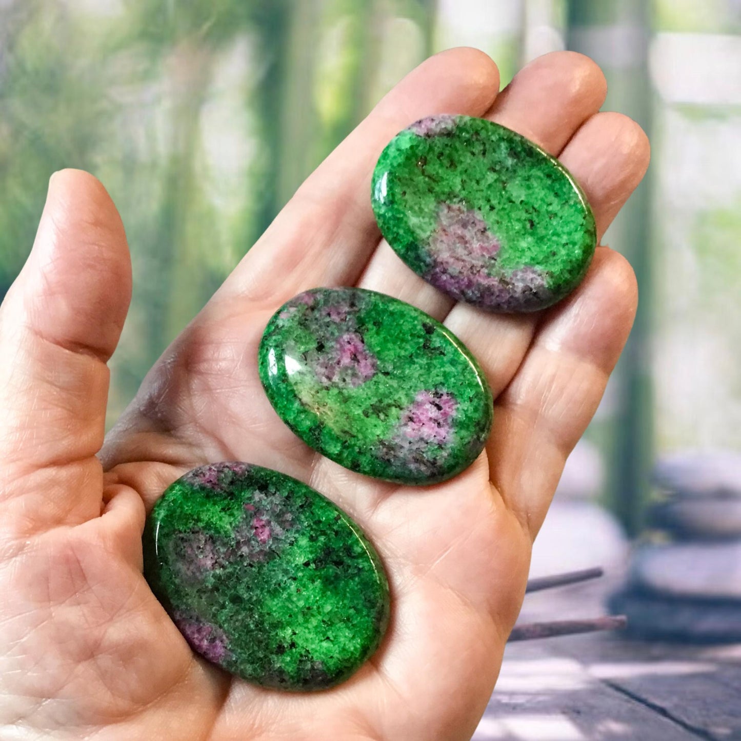 RUBY ZOISITE Worry Stone, Calming Stone, Anxiety Stone, Thumb Stone, Fidget Stone, Pocket Stone, Meditation Crystal - Reiki Enhanced