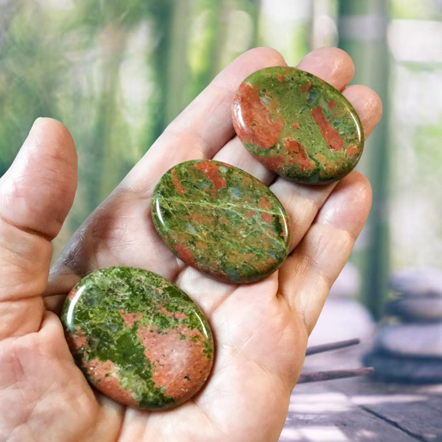 UNAKITE Worry Stone, Calming Stone, Anxiety Stone, Thumb Stone, Fidget Stone, Pocket Stone, Meditation Crystal - Reiki Enhanced