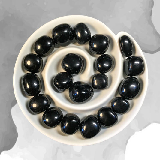 BLACK OBSIDIAN Tumbled Stone - Choice of Sizes and Quantity - Polished High Energy Healing Stones with Information Card - Reiki Enhanced