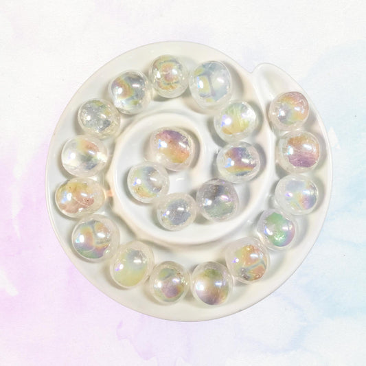 ANGEL AURA Tumbled Stone - Choice of Sizes and Quantity - Polished High Energy Healing Stones with Information Card - Reiki Enhanced