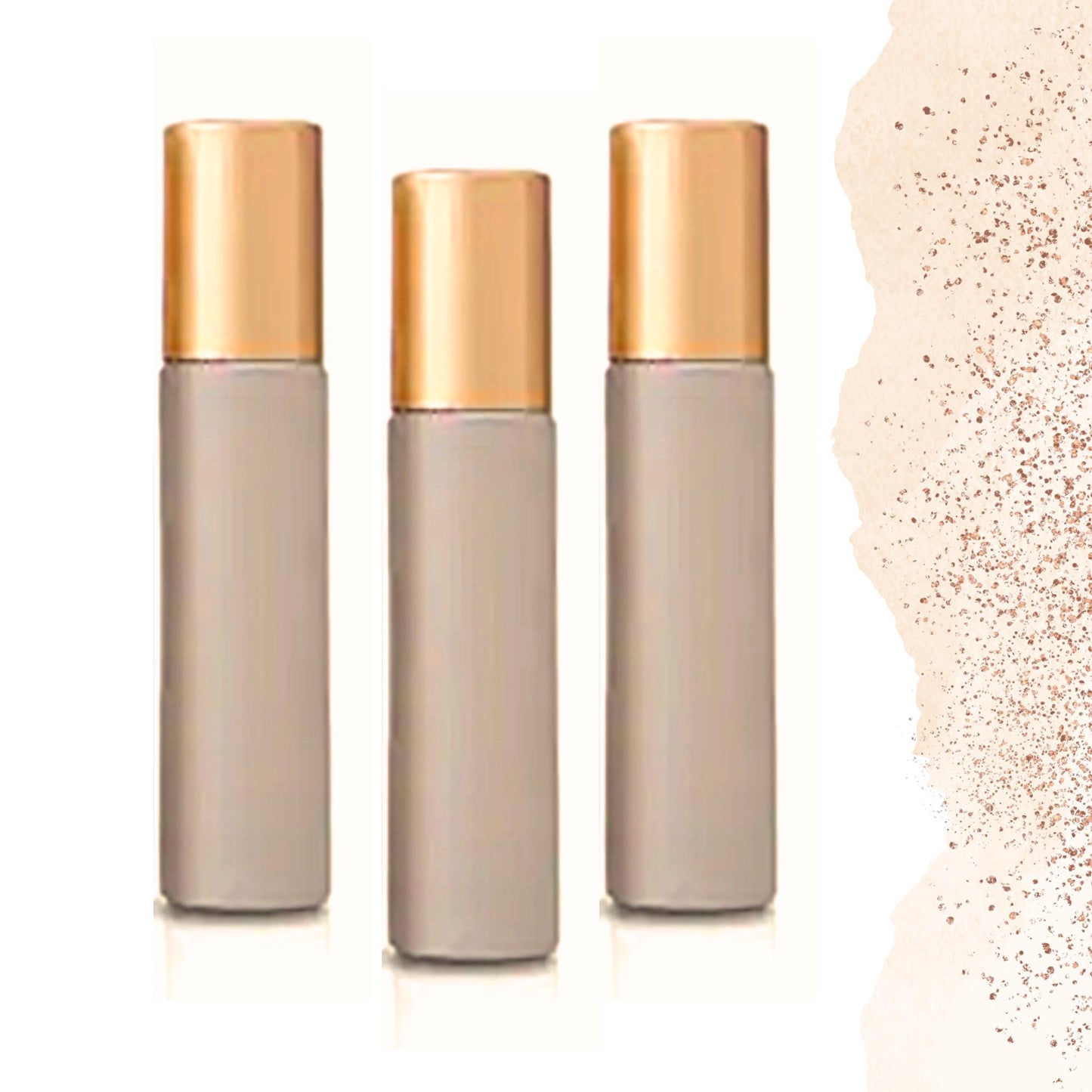 Beach Sand Tan Glass Roller Bottle • 5ml or 10ml Essential Oil Roller • Stainless or Glass Rollerball • Refillable • Single & Set Options