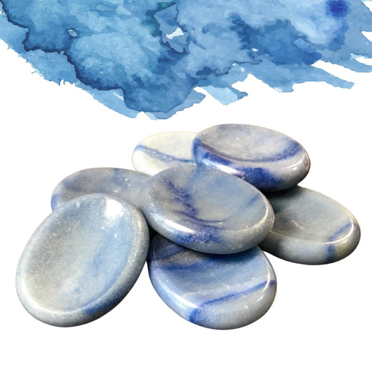 BLUE AVENTURINE Worry Stone, Calming and Anxiety Relief Stone, Thumb Stone, Fidget and Meditation Crystal ‚Äì Reiki Enhanced