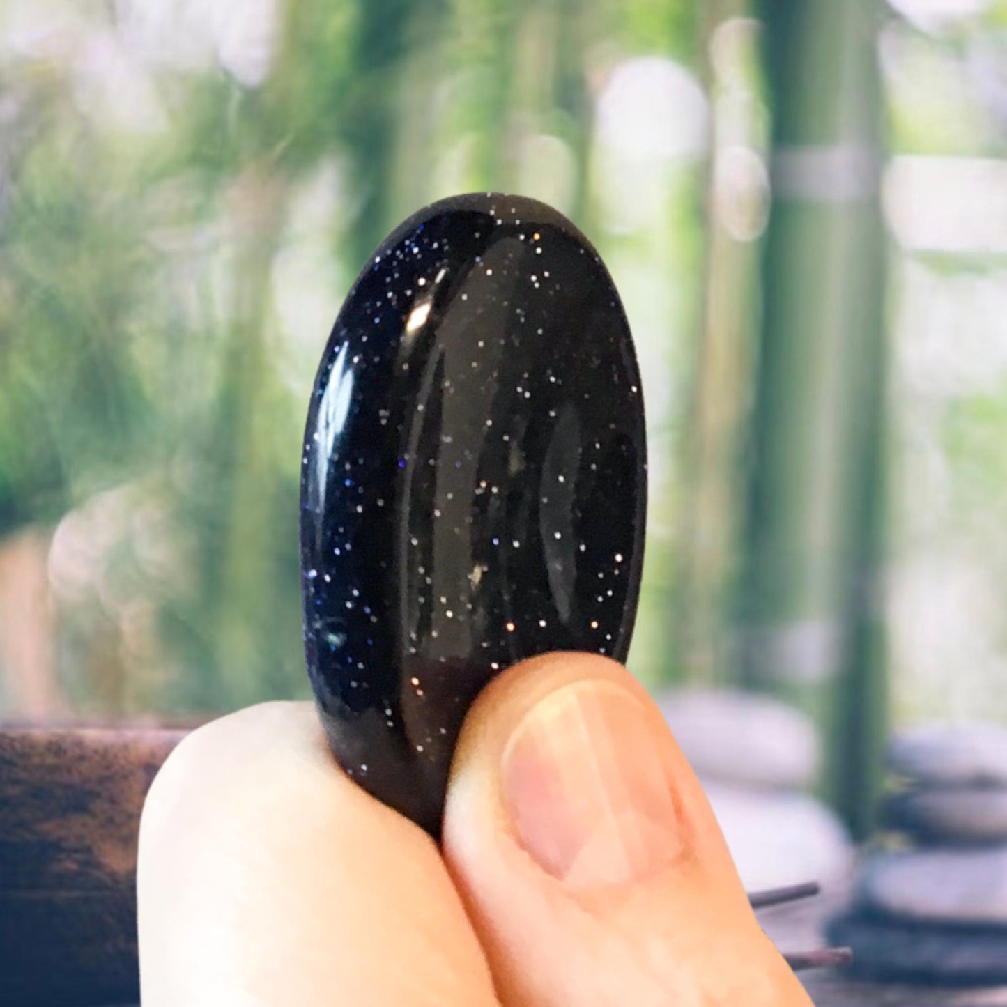 BLUE GOLDSTONE Worry Stone, Calming and Anxiety Relief Stone, Thumb Stone, Fidget and Meditation Crystal ‚Äì Reiki Enhanced