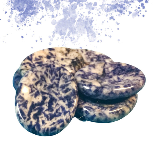 BLUE SPOT Worry Stone, Calming and Anxiety Relief Stone, Thumb Stone, Fidget and Meditation Crystal ‚Äì Reiki Enhanced