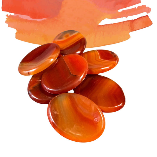 CARNELIAN Worry Stone, Calming and Anxiety Relief Stone, Thumb Stone, Fidget and Meditation Crystal ‚Äì Reiki Enhanced