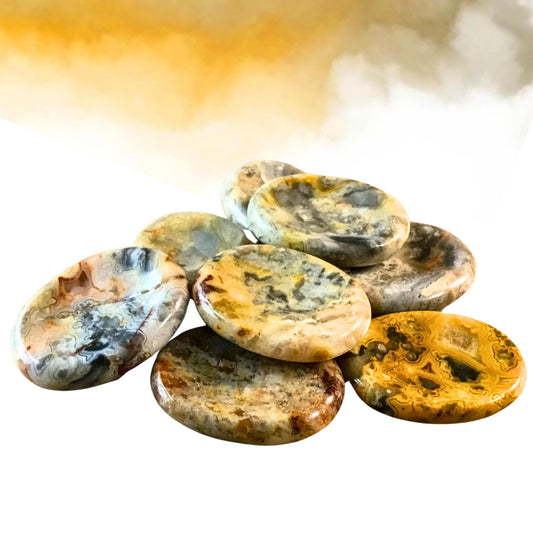 CRAZY LACE AGATE Worry Stone, Calming and Anxiety Relief Stone, Thumb Stone, Fidget and Meditation Crystal ‚Äì Reiki Enhanced