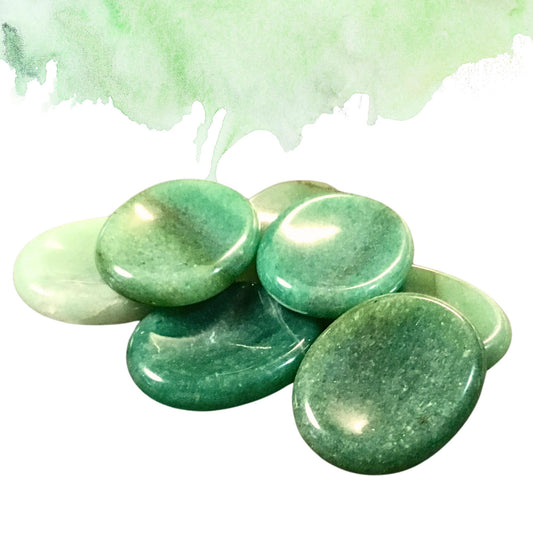 GREEN AVENTURINE Worry Stone, Calming and Anxiety Relief Stone, Thumb Stone, Fidget and Meditation Crystal ‚Äì Reiki Enhanced