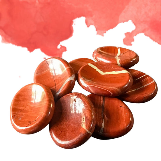RED JASPER Worry Stone, Calming and Anxiety Relief Stone, Thumb Stone, Fidget and Meditation Crystal ‚Äì Reiki Enhanced
