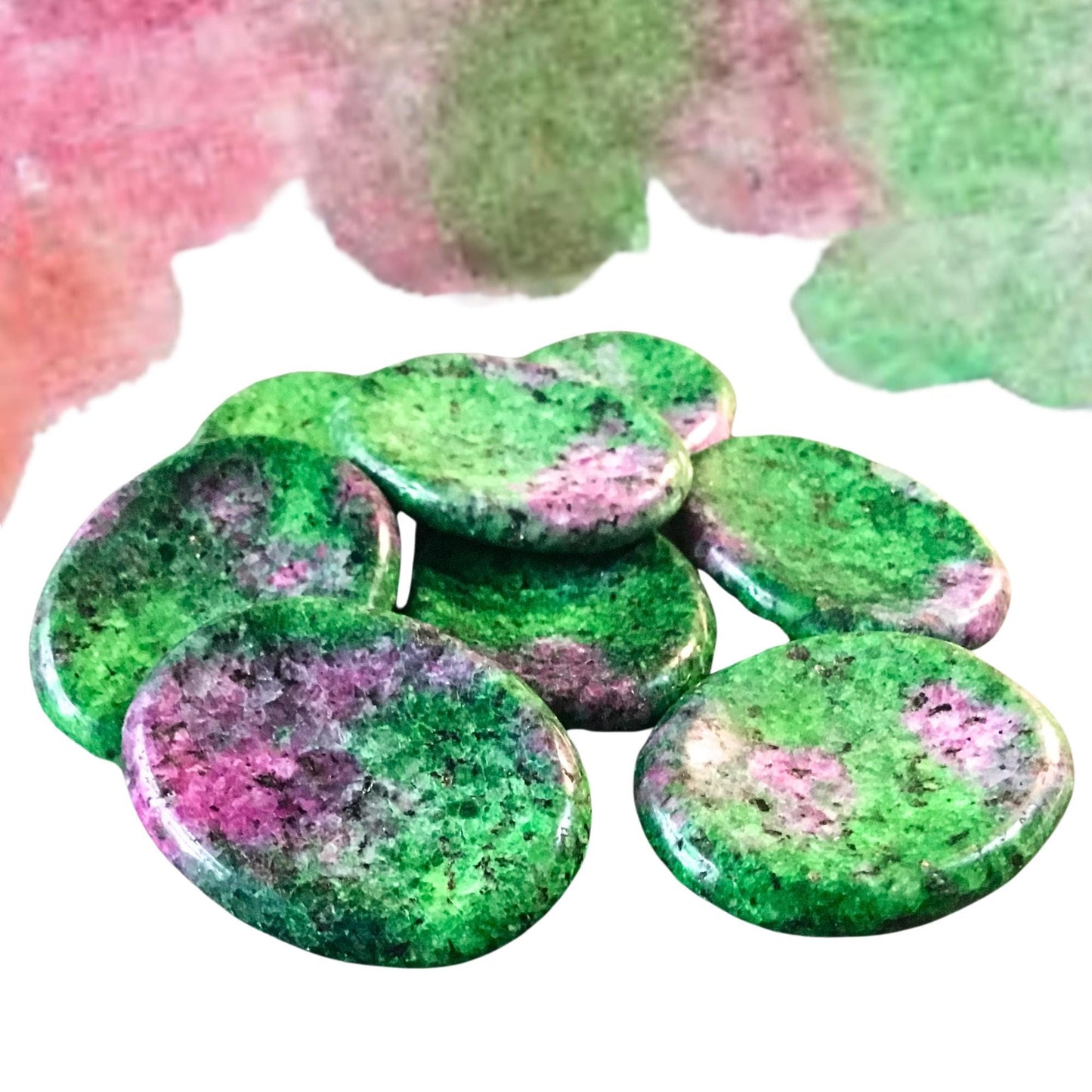 RUBY ZOISITE Worry Stone, Calming and Anxiety Relief Stone, Thumb Stone, Fidget and Meditation Crystal ‚Äì Reiki Enhanced