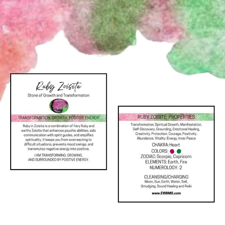 RUBY ZOISITE Worry Stone, Calming and Anxiety Relief Stone, Thumb Stone, Fidget and Meditation Crystal ‚Äì Reiki Enhanced