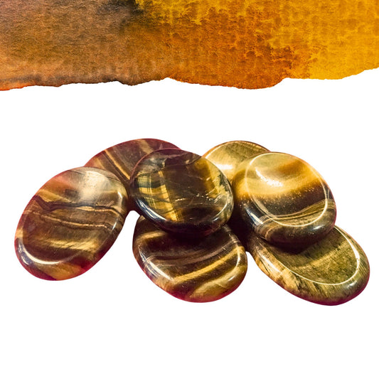 TIGER EYE Worry Stone, Calming and Anxiety Relief Stone, Thumb Stone, Fidget and Meditation Crystal ‚Äì Reiki Enhanced