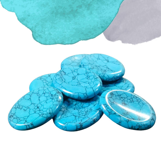 TURQUOISE HOWLITE (Turquoise) Worry Stone, Calming and Anxiety Relief Stone, Thumb Stone, Fidget and Meditation Crystal ‚Äì Reiki Enhanced