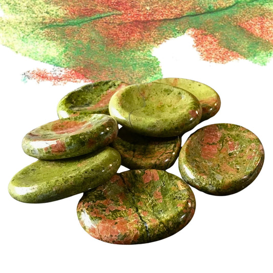 UNAKITE Worry Stone, Calming and Anxiety Relief Stone, Thumb Stone, Fidget and Meditation Crystal ‚Äì Reiki Enhanced