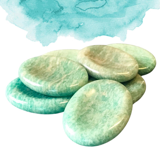 AMAZONITE Worry Stone, Calming and Anxiety Relief Stone, Thumb Stone, Fidget and Meditation Crystal ‚Äì Reiki Enhanced