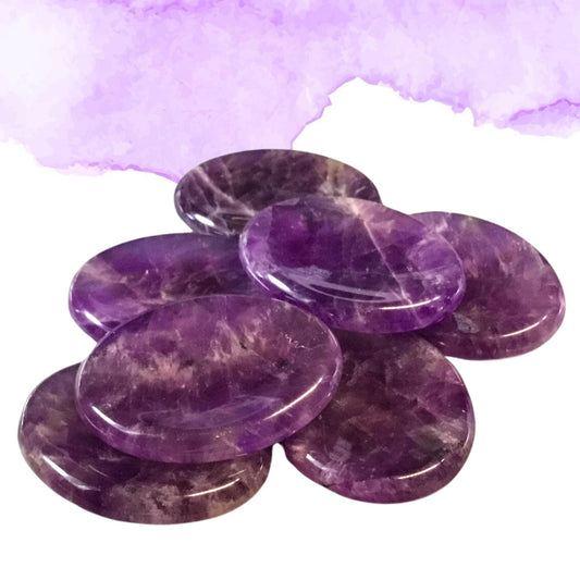 Amethyst Worry Stone, Calming and Anxiety Relief Stone, Thumb Stone, Fidget and Meditation Crystal ‚Äì Reiki Enhanced