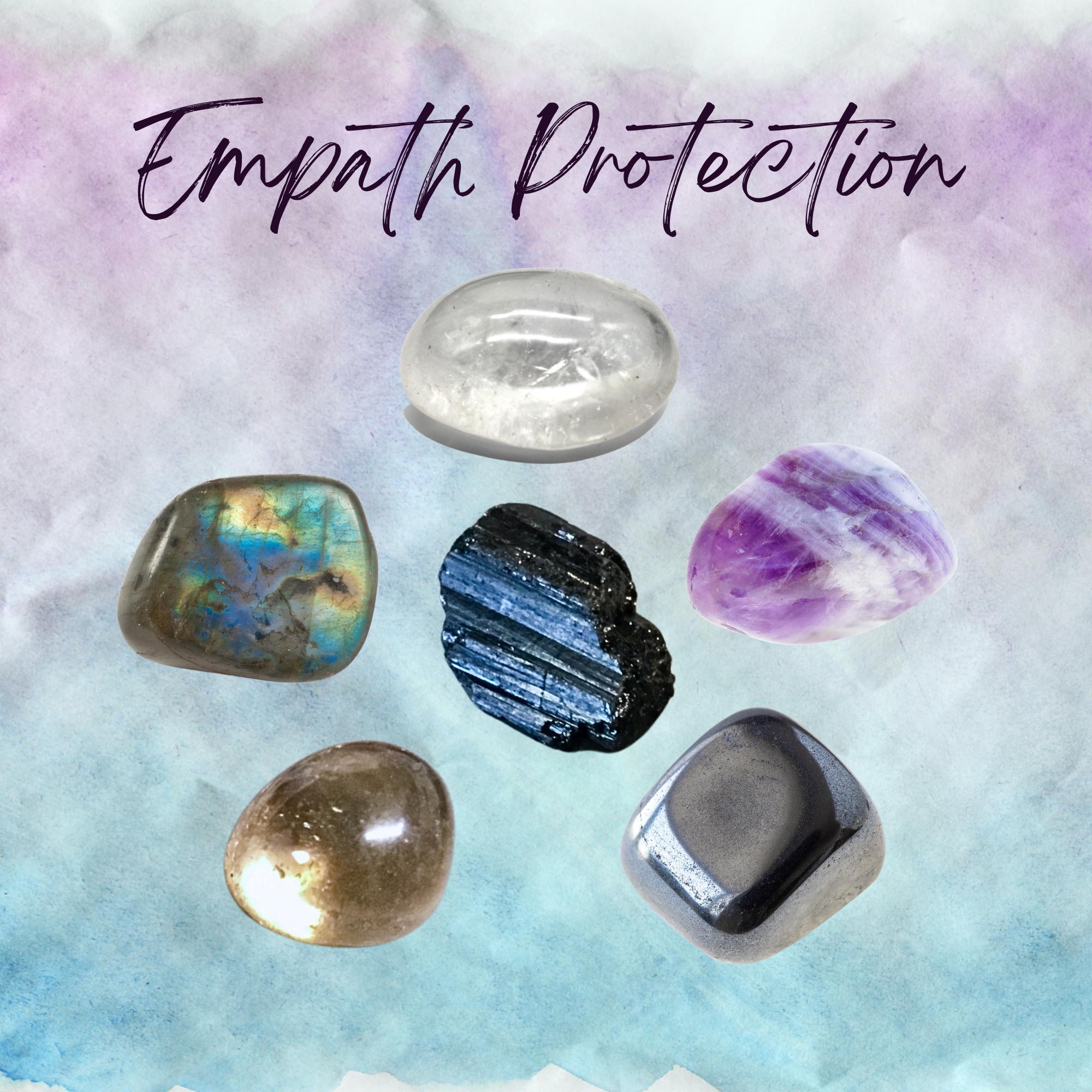 Mind Protection Manifest EMPATH PROTECTION Crystal Intention Set - 2 Sizes - with Info ...