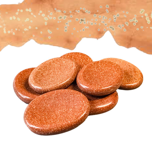 GOLDSTONE Worry Stone, Calming and Anxiety Relief Stone, Thumb Stone, Fidget and Meditation Crystal ‚Äì Reiki Enhanced