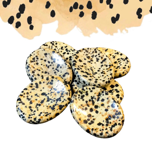 DALMATIAN JASPER Worry Stone, Calming and Anxiety Relief Stone, Thumb Stone, Fidget and Meditation Crystal ‚Äì Reiki Enhanced