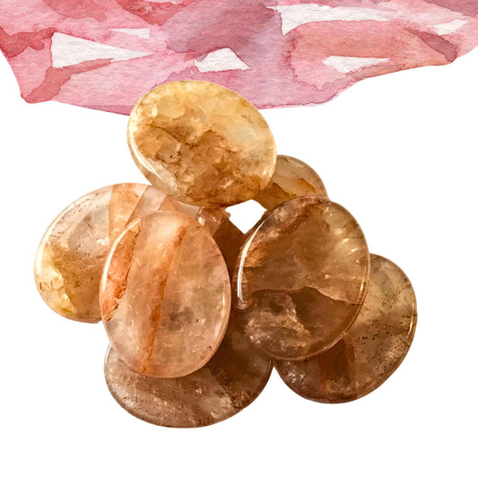 FIRE QUARTZ Worry Stone, Calming and Anxiety Relief Stone, Thumb Stone, Fidget and Meditation Crystal ‚Äì Reiki Enhanced