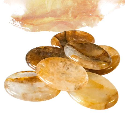 GOLDEN HEALER Worry Stone, Calming and Anxiety Relief Stone, Thumb Stone, Fidget and Meditation Crystal ‚Äì Reiki Enhanced