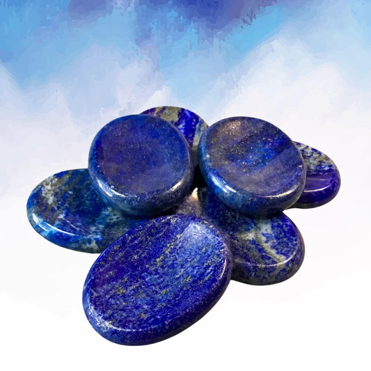 LAPIS LAZULI Worry Stone, Calming and Anxiety Relief Stone, Thumb Stone, Fidget and Meditation Crystal ‚Äì Reiki Enhanced