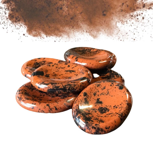 MAHOGANY OBSIDIAN Worry Stone, Calming and Anxiety Relief Stone, Thumb Stone, Fidget and Meditation Crystal ‚Äì Reiki Enhanced