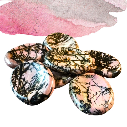 RHODONITE Worry Stone, Calming and Anxiety Relief Stone, Thumb Stone, Fidget and Meditation Crystal ‚Äì Reiki Enhanced