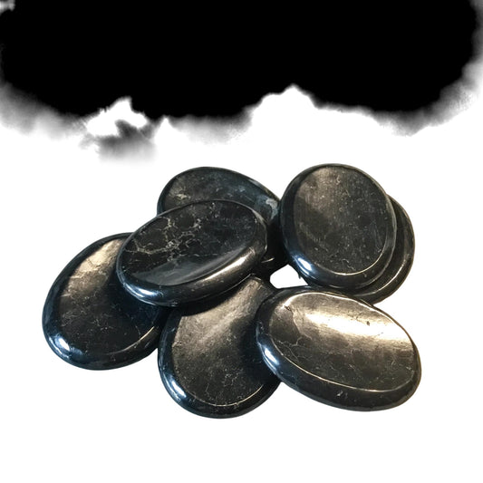 SHUNGITE Worry Stone, Calming and Anxiety Relief Stone, Thumb Stone, Fidget and Meditation Crystal ‚Äì Reiki Enhanced