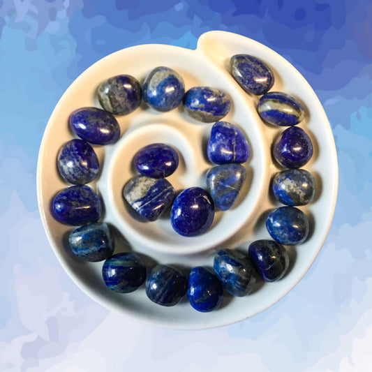 LAPIS LAZULI Tumbled Stone - Choice of Sizes and Quantity - Polished High Energy Healing Stones with Information Card - Reiki Enhanced