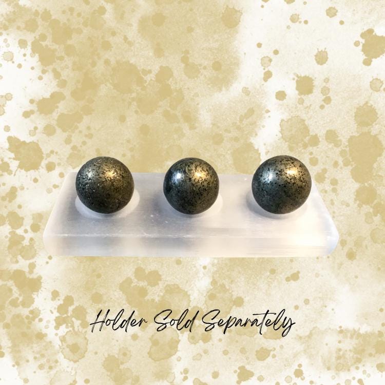 PYRITE 20mm Spheres - 1 or Sets ‚Äì Pocket Crystal Ball with Gemstone Info Card for Energy Work, Meditation, Decor & Gifts